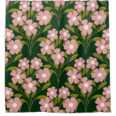 Roze Bloemen Sage Groene bladeren patroon Douchegordijn (Voorkant)