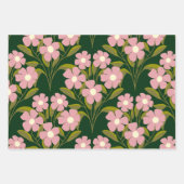Roze Bloemen Sage Groene bladeren patroon Inpakpapier Vel (Voorkant 3)