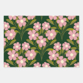 Roze Bloemen Sage Groene bladeren patroon Inpakpapier Vel (Voorkant 2)