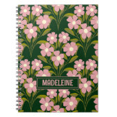 Roze Bloemen Sage Groene bladeren patroon Notitieboek (Voorkant)