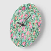 Roze bloemen, salie groen, naadloos. grote klok (Hoek)
