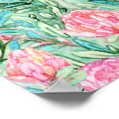 Roze bloemen, salie groen, naadloos. poster (Hoek)