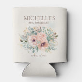 Roze Bloemen Salie Groene bladeren Glitter Verjaar Blikjeskoeler (Achterkant)