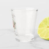 Roze Bloemen Salie Groene bladeren Glitter Verjaar Shot Glas (Rechts)