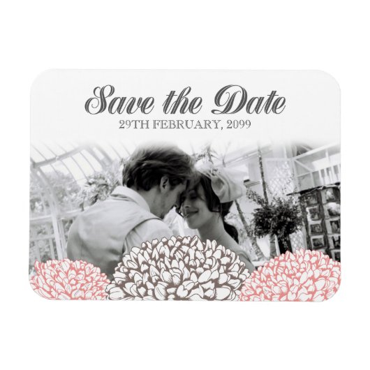  Roze Bloemen Save the Date Flexible Magnet Magneet (Horizontaal)
