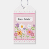 Roze Bloemen Scallop Edge Verjaardag Cadeaulabel (Voorkant)