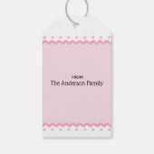 Roze Bloemen Scallop Edge Verjaardag Cadeaulabel (Achterkant)