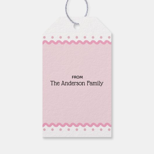 Roze Bloemen Scallop Edge Verjaardag Cadeaulabel (Achterkant)