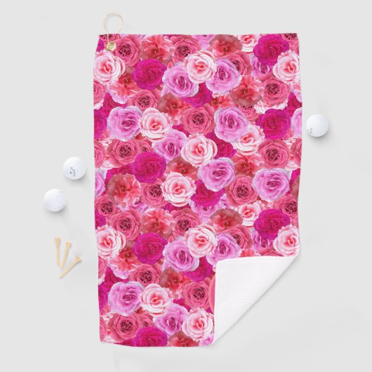 Roze Bloemen Schaduwen van Roze Bloemen gepersonal Golfhanddoek (Insitu)