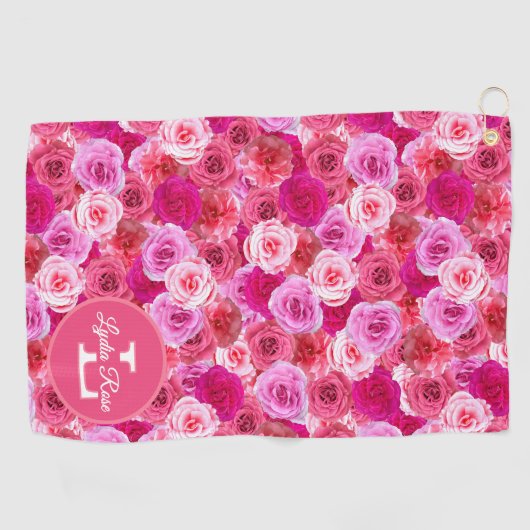 Roze Bloemen Schaduwen van Roze Bloemen gepersonal Golfhanddoek (Horizontaal)