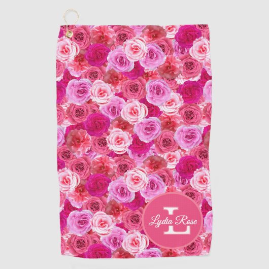 Roze Bloemen Schaduwen van Roze Bloemen gepersonal Golfhanddoek (Voorkant)