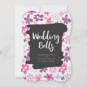Roze Bloemen Schattig en Sluimerend Retro Trouwen Kaart