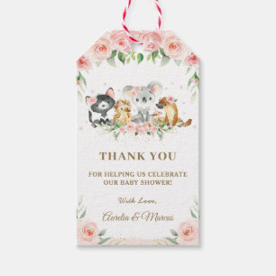 Roze Bloemen Schattige Australisch Dieren Baby sho Cadeaulabel
