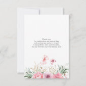 Roze Bloemen Schattige Gouden Verjaardag Dank u Bedankkaart (Achterkant)