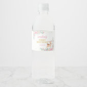Roze Bloemen Schattige Herten Verjaardag Water Bot Waterfles Etiket (Voorkant)