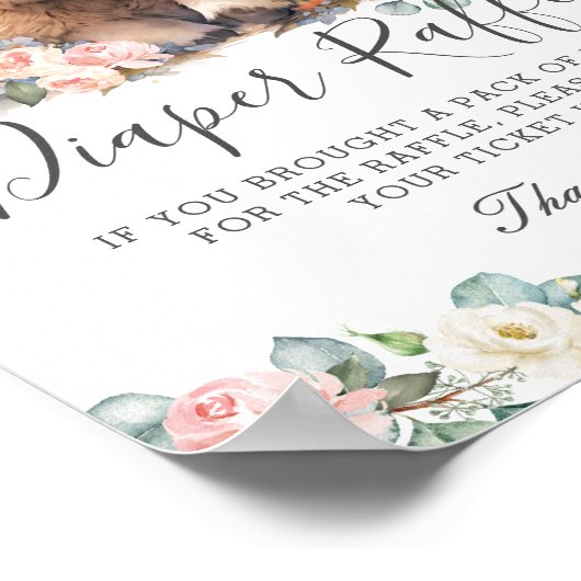 Roze Bloemen Schattige Highland Koe Baby Luier Raf Poster (Hoek)