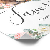 Roze Bloemen Schattige Highland Koe Baby shower Fa Poster (Hoek)