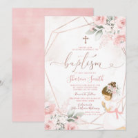 Roze Bloemen Schattige Meisje Bidden Doop