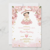 Roze bloemen Schattige Niña Presentación de Tres A Kaart (Voorkant)