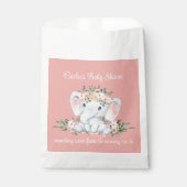 Roze Bloemen Schattige Olifant Baby shower Dank u Bedankzakje (Voorkant)