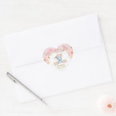 Roze Bloemen Schattige Olifant Baby shower Hart Sticker (Envelop)