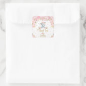 Roze Bloemen Schattige Olifant Baby shower Sticker (Tas)