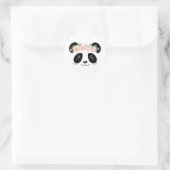 Roze Bloemen Schattige Panda Verjaardagsfeestje Fa Ronde Sticker (Tas)