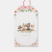 Roze Bloemen Schattige Woodland Animals Verjaardag Cadeaulabel (Achterkant)