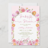 Roze Bloemen Schattigee Baby in Bloom Meisje Douch Kaart (Voorkant)