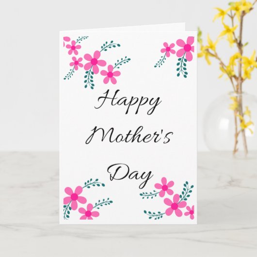 Roze Bloemen Schattigee Mama, Oma Moederdag Kaart (Gele Bloem)