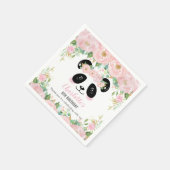 Roze Bloemen Schattigee Panda Verjaardag Baby Part Servet (Hoek)