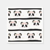 Roze Bloemen Schattigee Panda Verjaardag Baby Part Servet (Voorkant)