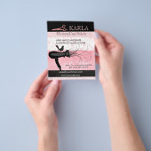 Roze Bloemen Schoonheidssalon Droger Kapper Flyer (Hand)