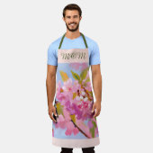 Roze bloemen schort (Gedragen)