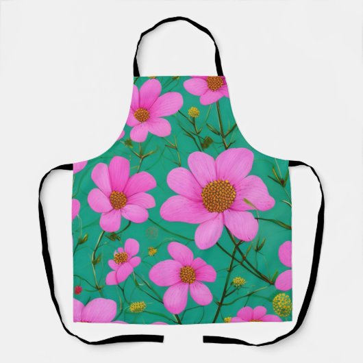 Roze bloemen schort (Voorkant)
