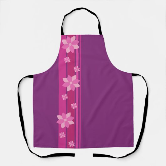 Roze bloemen schort (Voorkant)