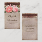 Roze bloemen schuur | Hout en  Burlap Shabby Visitekaartje (Voorkant / Achterkant)