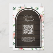 Roze Bloemen Schuur Houten Kant QR Code Moslim Bru Kaart (Achterkant)