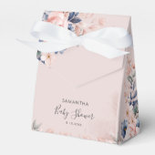 Roze Bloemen Script Modern Baby shower Bedankdoosjes (Voorkant Zijde)