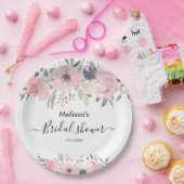 Roze Bloemen Script Rustiek Vrijgezellenfeest Papieren Bordje (Feest)