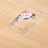 Roze Bloemen Script Waterverf bruiloft Acryl Uitnodigingen (Laagn)