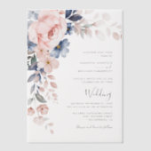 Roze Bloemen Script Waterverf bruiloft Vellum Uitnodigingen (Voorkant)