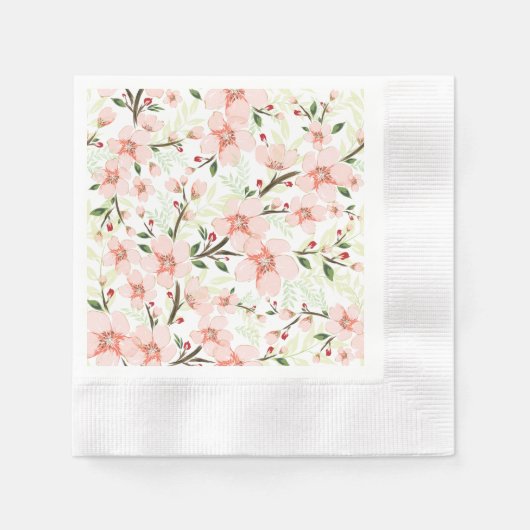 Roze bloemen servet (Voorkant)