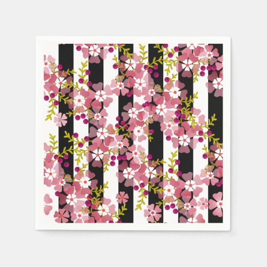 Roze bloemen servet (Voorkant)