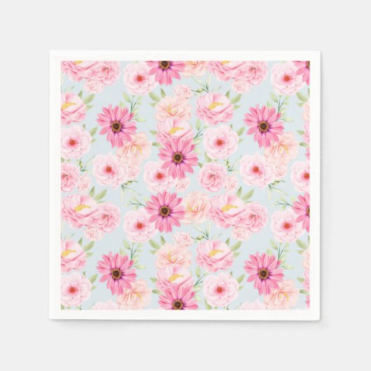 Roze bloemen servet (Voorkant)