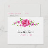 Roze Bloemen Shabby Chic Save The Date Verloving Briefkaart (Voorkant / Achterkant)