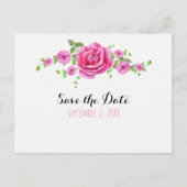 Roze Bloemen Shabby Chic Save The Date Verloving Briefkaart (Voorkant)