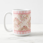 Roze Bloemen Shabby Rozen Mok (Links)