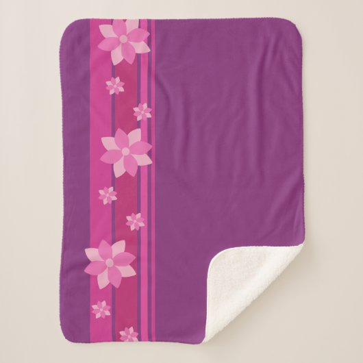 Roze bloemen sherpa deken (Voorkant)