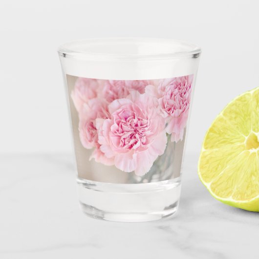 Roze bloemen shot glas (Voorkant)